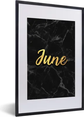 Produktbild von MuchoWow® Gerahmtes Poster Kalender - Juni - Gold - Marmor 40x60 cm - Poster mit Schwarzem Bilderrahmen Wandposter Rahmen Foto Bilder - Poster in Rahmen