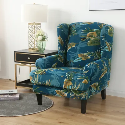 Obrázek produktu pro 2 kusy Jacquard Wing Chair Cover Elastické univerzální stretchové pohovky Wing Chair Covers s odnímatelnými rameny Slipcovers Chránič nábytku (Venus, Wing Chair)