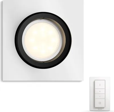 Produktbild von Philips Hue White Ambiance Milliskin - Einbaustrahler inkl. Dimmschalter, silber, quadratisch