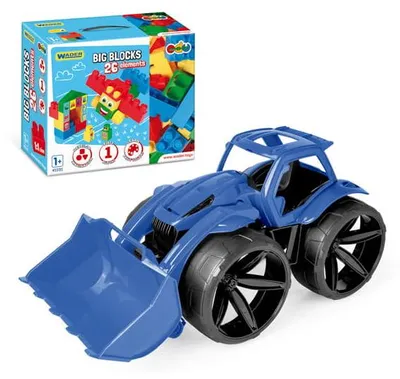Zdjęcie produktu dla Maximus spychacz granatowy + Big Blocks klocki 26 el.