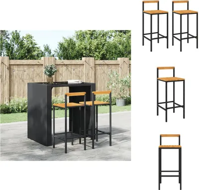 Produktbild von vidaXL Barhocker 2 Stk. Schwarz Poly Rattan und Massivholz Akazie - Barhocker