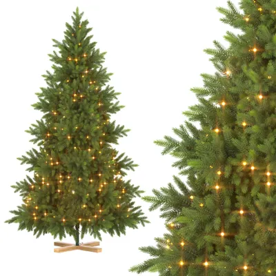 Productafbeelding van XMTECH Kunstkerstboom, 225 cm, LED-verlichting (warm wit), 100% PE, 1300 takken, groen