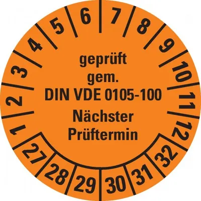 Produktbild von Dreifke® Prüfplakette  gem. VDE 0105-100,27-32,orange,Dokumentenfolie,...