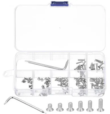 Image de Kit de vis Torx et de vis inoxydables (120 pièces) avec des dimensions Torx M2 x 3/4/5/6/8/10 mm - comprenant une clé Torx T6.