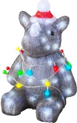 Produktbild von Nashorn Stimmungslicht LED, grau/weiß/mehrfarbig, 26x28x39 cm, für Innen- & Außenbereich