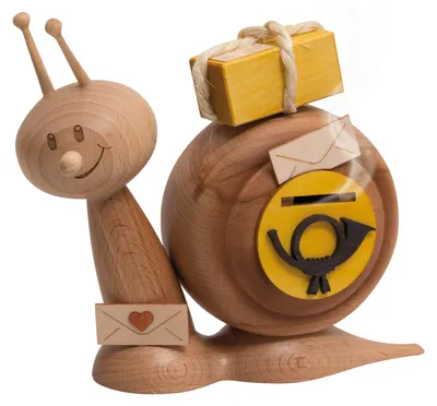 Produktbild von Drechslerei Kuhnert - Räucherfigur Sunny Postschnecke - Größe ca. 16cm, für Räucherkerzen Größe M (Standard) - 37100