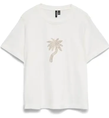 Zdjęcie produktu dla Vero Moda VMPALMA METTE SS TOP BOX JRS Snow White/PALM S