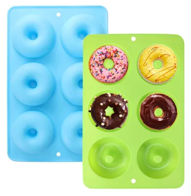 Immagine prodotto di 2 stampi in silicone per donuts, con 6 cavità, antiaderenti