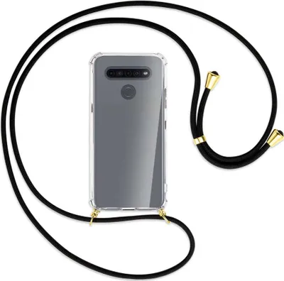 Produktbild von Handykette Backcover-Schutzhülle mit Band (Metall goldfarben) für LG K41S LM-K410 - schwarz