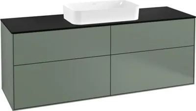 Produktbild von Villeroy & Boch Finion Waschtischunterschrank, 4 Auszüge, mit Hahnloch, 1600x603x501mm, Glass Black Matt, F32200GM