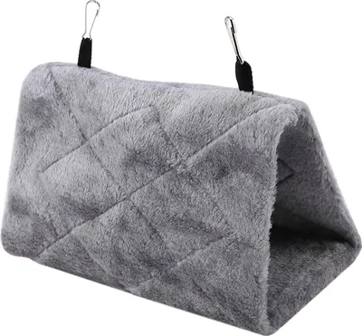 Produktbild von Weiche Plüsch Hängematte Hängender Käfig Zelt für Vögel Papagei Winter Warmes Bett Haustier Spielzeug (Grau S)