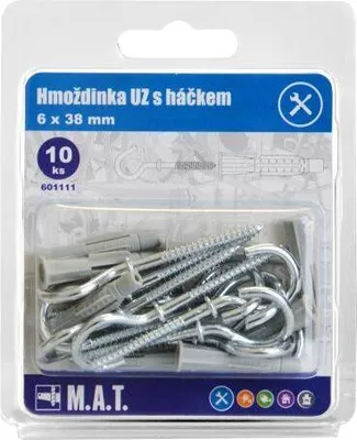Obrázok produktu pre hmoždinka UZ 6x38mm s háčikom ZB (10ks)