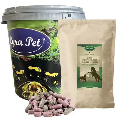 Produktbild von 5 kg Lyra Horse® Karotte-Himbeer-Kräuter Leckerli in 30 L Tonne