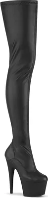 Produktbild von ADORE-4000 Pleaser Damen High Heels Plateauoverkneestiefel schwarz Stretch Lederoptik