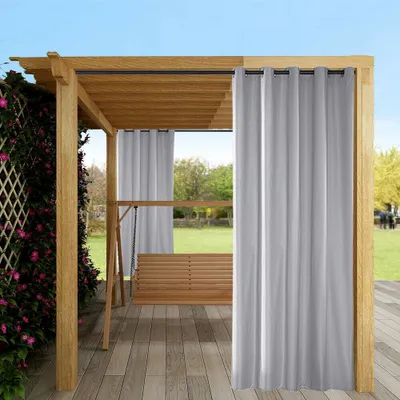 Produktbild von Topchances Outdoor Vorhang Wasserdicht,Blickdicht Vorhang Winddicht UV Schutz Sonnenschutz Gardinen für Balkon Garten Hof (Grau, 54*84in)