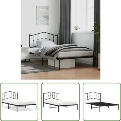 Produktbild von The Living Store Bettgestell mit Kopfteil Metall Schwarz 107x203 cm