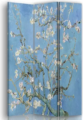 Produktbild von Paravent - Raumteiler Mandelbaum in Blüte - Vincent Van Gogh - Dekorativer Raumtrenner cm. 110x150 (3 x)