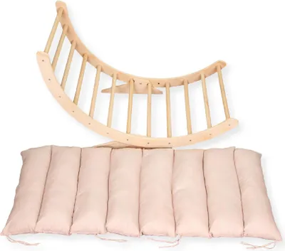 Obrázok produktu pre Buxibo XXL Montessori lezecký oblúk s vankúšom a stabilnými nohami - drevená preliezačka - 124x65x42 cm - príroda