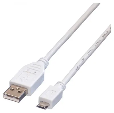 Immagine prodotto di VALUE USB 2.0 Kabel, USB A ST - Micro USB B ST, wei, 0,15 m