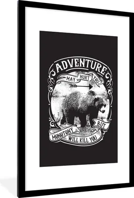 Produktbild von MuchoWow® MuchoWow® Gerahmtes Poster Bär - Tiere - Retro - Zitat 60x90 cm - Poster mit zchwarzem Bilderrahmen - Dekoration - Wandposter Wohnzimmer - Hochwertig