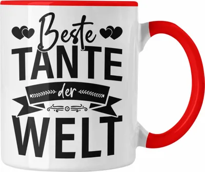 Produktbild von Trendation - Beste Tante Der Welt Tasse Geschenkidee Lustig Spruch Lieblingstante Geschenke (Rot)