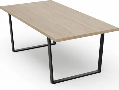Produktbild von Blumfeldt Bearsdon Esstisch – Farbe Eiche MDF-Tischplatte 200 x 100 cm, Schwarze Tischbeine aus Metall, Industrieller Loft-Stil, Hitze- und Kratzfest, Perfekt für Esszimmer und Küche