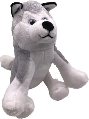 Produktbild von Onwomania Plüschtier Kuscheltier Stoff Tier Husky Hund sitzend blaue Augen 15 cm