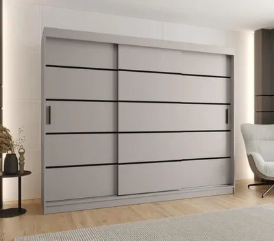 Obrázek produktu pro Široká šatní skříň 250 cm CASANDRA - kašmír / černá