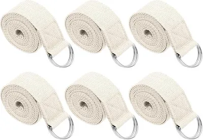 Produktbild von PolkaHome® Yogagurt für Dehnübungen aus Baumwolle, Yoga-Riemen mit verstellbarer Metall-D-Ringschnalle, Dehnungsbänder für Fitness und