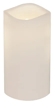 A white LED candle with a flickering light at the top.