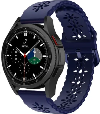 Produktbild von Strap-it Samsung Galaxy Watch 4 Classic 46mm Silikonarmband mit Muster (Dunkelblau)