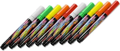 Produktbild von 10 Kreidemarker / 2mm Kreidestifte / Farbe: je 2x rot, grün, weiß, gelb, orange