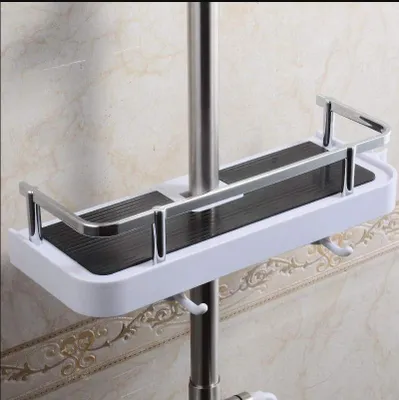 Produktbild von Verstellbarer Duschkorb zur Wandmontage, Aufbewahrungskorb für Bad/Küche, Befestigung an Duschrohren, rostbeständiger Metall-Duschkorb, praktisches Wandregal 30 x 12 x 6 cm