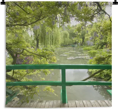 Produktbild von MuchoWow® Wandteppich Wandbehang Blick auf das Wasser von der japanischen Brücke im Garten von Monet in Giverny, Frankreich 150x150 cm Tapisserie Dekoration Wandtuch - Wohnaccessoires - Modernes
