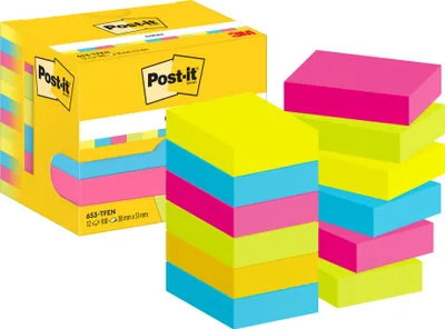 Produktbild von Post-It 653TFEN, Quadratisch, Mehrfarbig, Papier, 38 mm, 51 mm, 100 Blätter