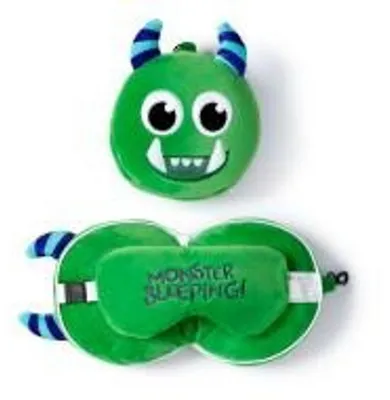 Image de Relaxeazzz Peluche Vert Monstarz Oreiller de voyage & masque de sommeil