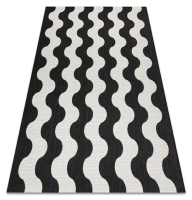 Image de Tapis SIZAL FLAT 49377690 Vagues crème / noir noir 80x150 cm