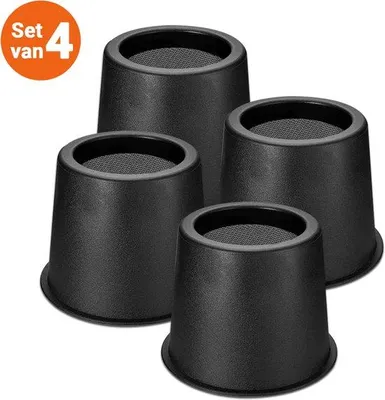 Zdjęcie produktu dla Podwyższenie do mebli JustValue okrągłe – zestaw 4 sztuk – 7,6 cm – do 499 kg – antypoślizgowe – czarne