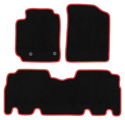 Produktbild von Velours-Fußmatten für Toyota Yaris Verso 1999-2005 (Minivan) – 4-tlg, Schwarz/Rot, passgenau – Wielganizator CARLUX