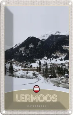 Image de vianmo Plaque en tôle 30x20 cm Lermoos Österreich Wälder Winterzeit