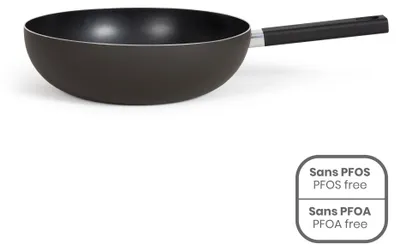 Obrázok produktu pre 32 cm wok s nepriľnavým povrchom, bez PFOA a PFOS – silikónová rukoväť – vhodný pre všetky typy sporákov, vrátane indukčných