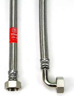 Produktbild von Edelstahl Flexschlauch Panzerschlauch 100cm IG 1/2" x IG 1/2" Bogen DN13