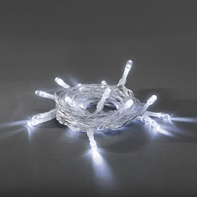 Produktbild von Konstsmide - LED Lichterkette, mit an/aus Schalter, 6h Timer, 30 kalt weiße Dioden, batteriebetrieben, Innen, transparentes Kabel; 1469-203