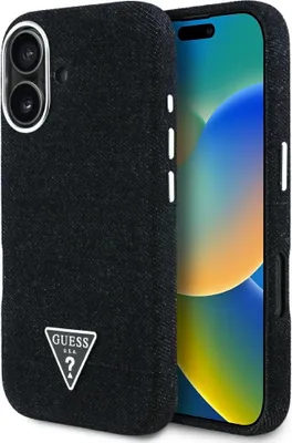 Obrázok produktu pre Guess Denim Triangle Logo MagSafe puzdro pre iPhone 16 – čierne