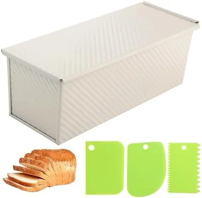Produktbild von Pullman-Kastenform 33 cm mit Deckel, Antihaftbeschichtung, beige, rechteckige Backform für Sandwichbrot & Toast, leicht zu reinigen, 2,2 lb Fassungsvermögen