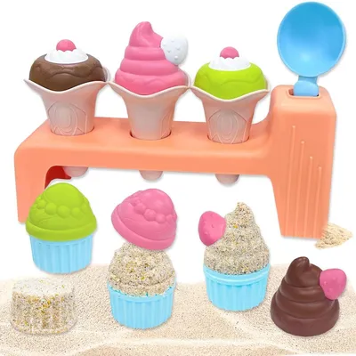 Produktbild von Strandspielzeug für Kinder – Strand-Eis- und Kuchen-Set – Mit Ausstechern und Schaufeln – Ab 3 Jahren