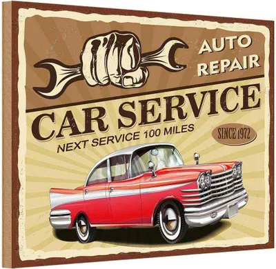 Produktbild von vianmo Holzschild 20x30 cm Car Service Auto repair 1972 Garage Werkstatt