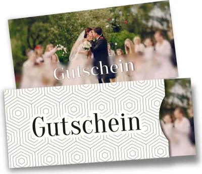 Produktbild von itenga Geschenkgutschein Fotodesign mit Hülle - Motiv HOCHZEIT Postkarte zum Ausfüllen 21,0 x 9,8 cm