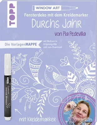 Produktbild von Vorlagenmappe Fensterdeko mit dem Kreidemarker - Durchs Jahr mit Pia Pedevilla. Inkl. Original Kreidemarker von Kreul
