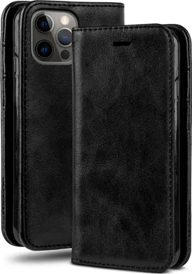 Produktbild von moex® Klapphülle kompatibel mit iPhone 12 / 12 Pro - Hülle mit Kartenfach, Onyx Schwarz